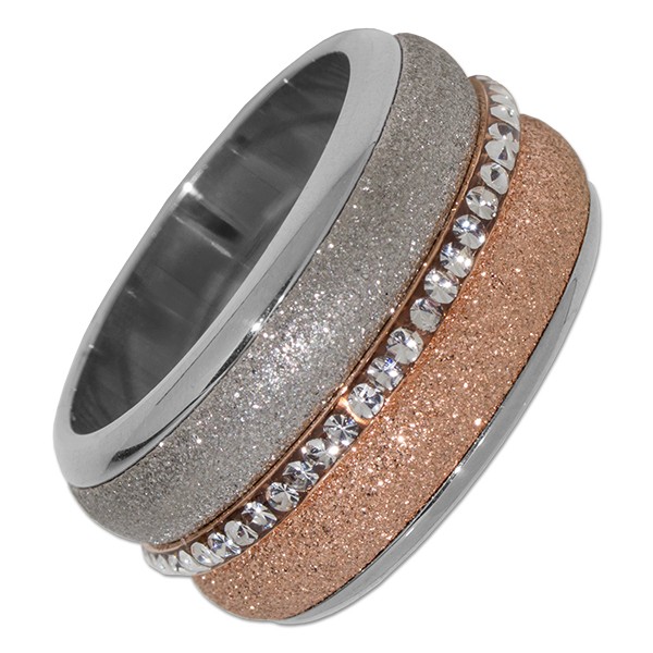 Carousel Edelstahl Schraubring Set-09 rosévergoldet Sandblast Strass 10mm