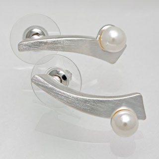 CLIXS Ohrringe Ohrstecker Trapez, versilbert mit Perle