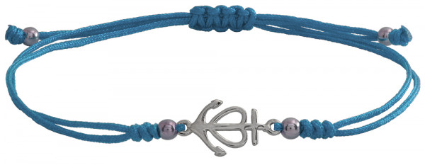 Wunscharmbändchen Anker mit Herz • 925er Silber • Hellblau