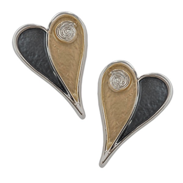 CLIXS Ohrringe Ohrstecker Herz Kierre goldfarben/Grau matt, versilbert
