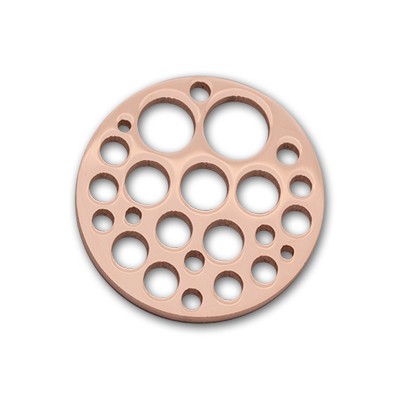 Edelstahlamulette Kettenanhänger Holes 33mm - rosévergoldet