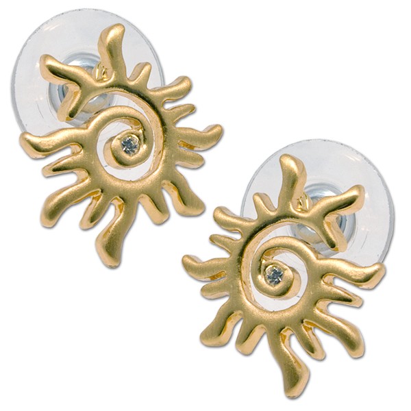 CLIXS Ohrringe Ohrstecker Spiralsonne, vergoldet mit Strass