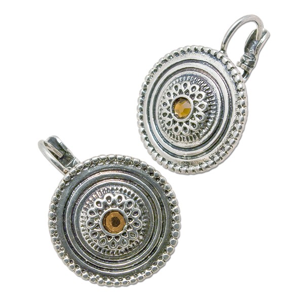 CLIXS Ohrringe Scheibe, versilbert mit Strass