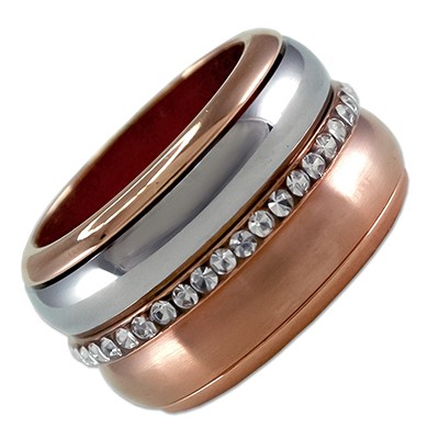 Carousel Edelstahl Schraubring Set-01 rosévergoldet Strass 10mm