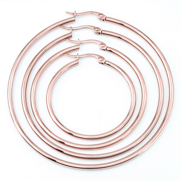 Creole • Edelstahl-Ohrring • rosévergoldet • 30mm x 2mm bis 60mm x 2mm