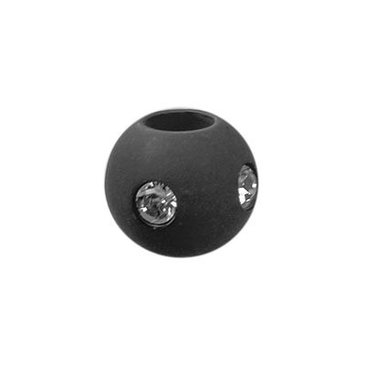 Polarisperle Kugel Schwarz, 8mm mit Strass