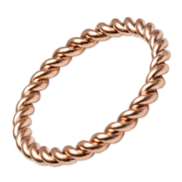 Edelstahlring dicke Kordel rosévergoldet