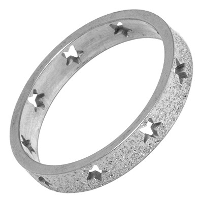 Carousel Innenring Edelstahl 4mm Sterne gestanzt Glitter - Füllring für Carousel Basis