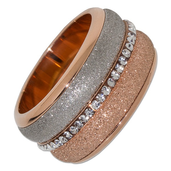 Carousel Edelstahl Schraubring Set-08 rosévergoldet Sandblast Strass 10mm