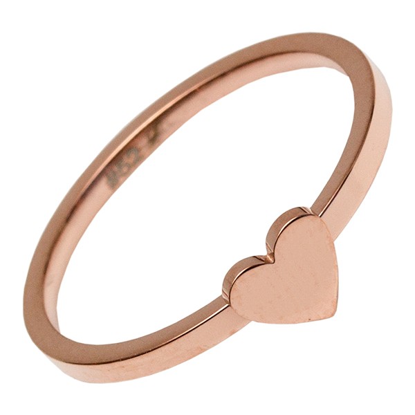 Edelstahlring kleines Herz - rosévergoldet