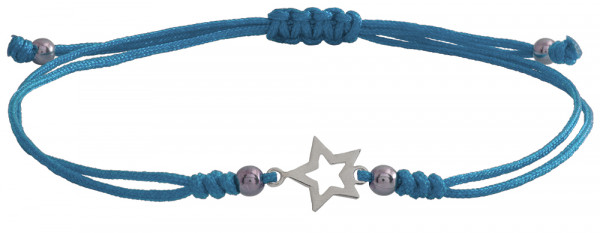 Wunscharmbändchen Stern Outline • 925er Silber • Hellblau